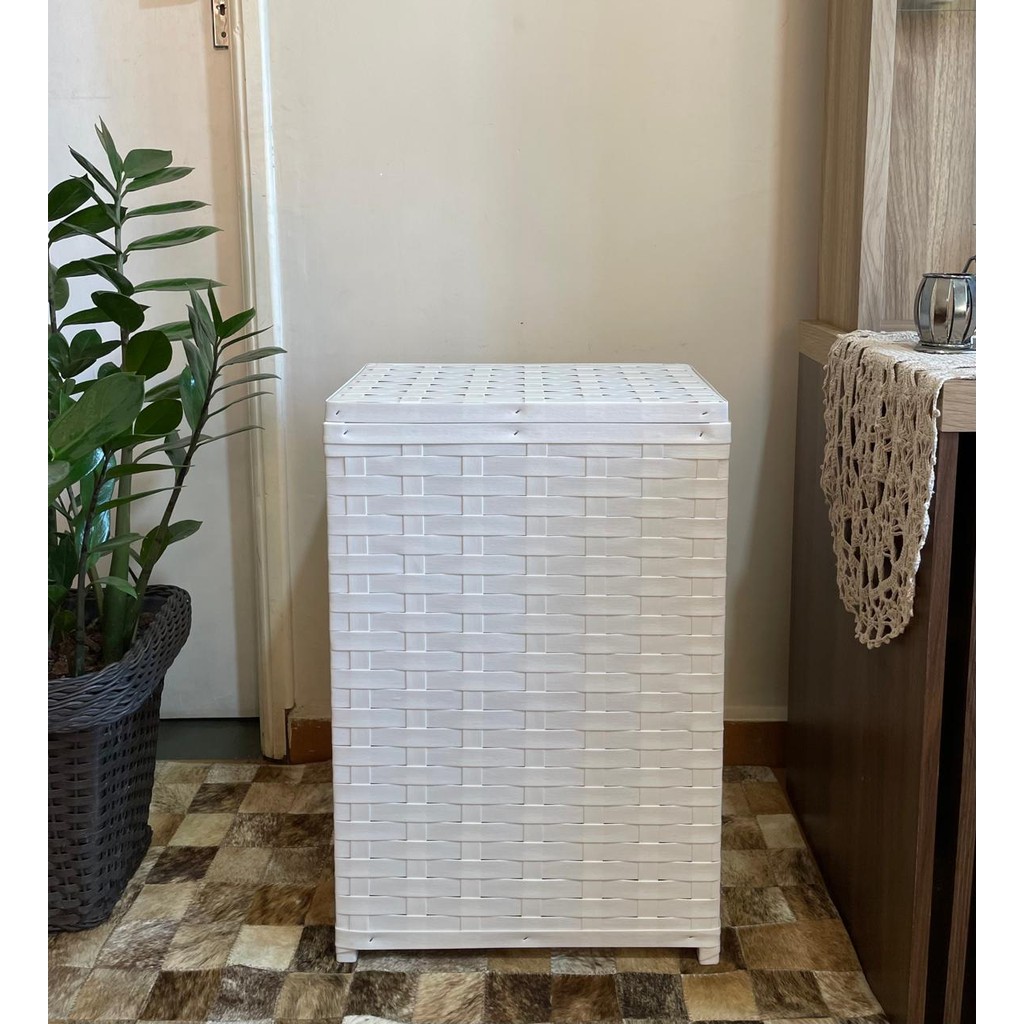 Cesto De Roupa Suja, Roupeiro de Fibra Sintética vertical 40x25x59, Cesto Organizador lavanderia