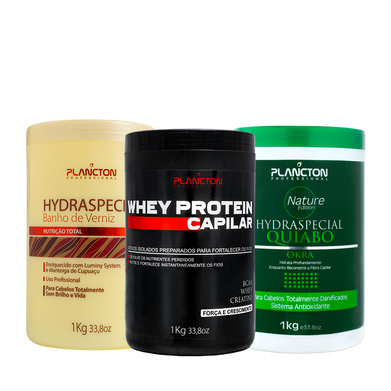 Combo Cronograma- Quiabo, Verniz e Whey 1kg - Plancton Professional