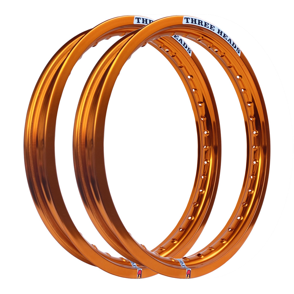 Par Aros em Alumínio Threeheads 17x250 e 17x250 Xtz 250 Lander X Motard Xtz 125 X Dourado Cobre