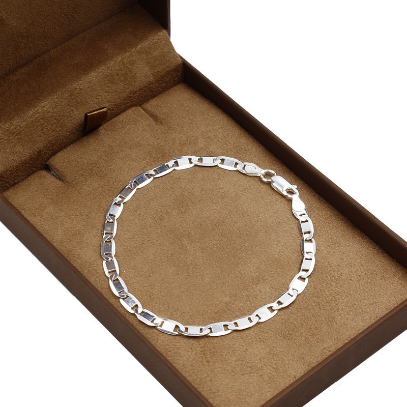 Pulseira de prata 925 piastrine grossa 4,3mm diamantada 21cm em Oferta na Shopee