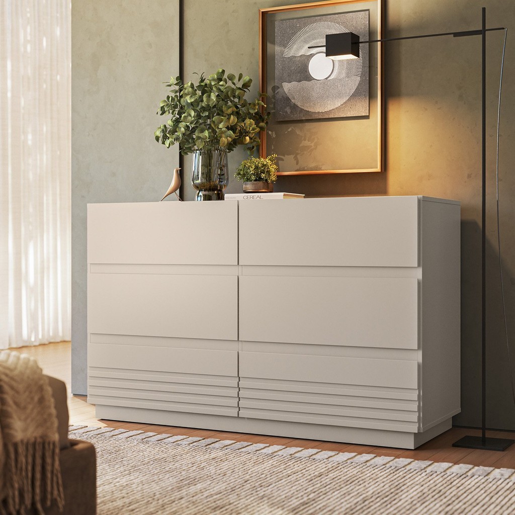 Cômoda 6 Gavetas Samambaia CabeCasa MadeiraOriginals Off White em Oferta na Shopee
