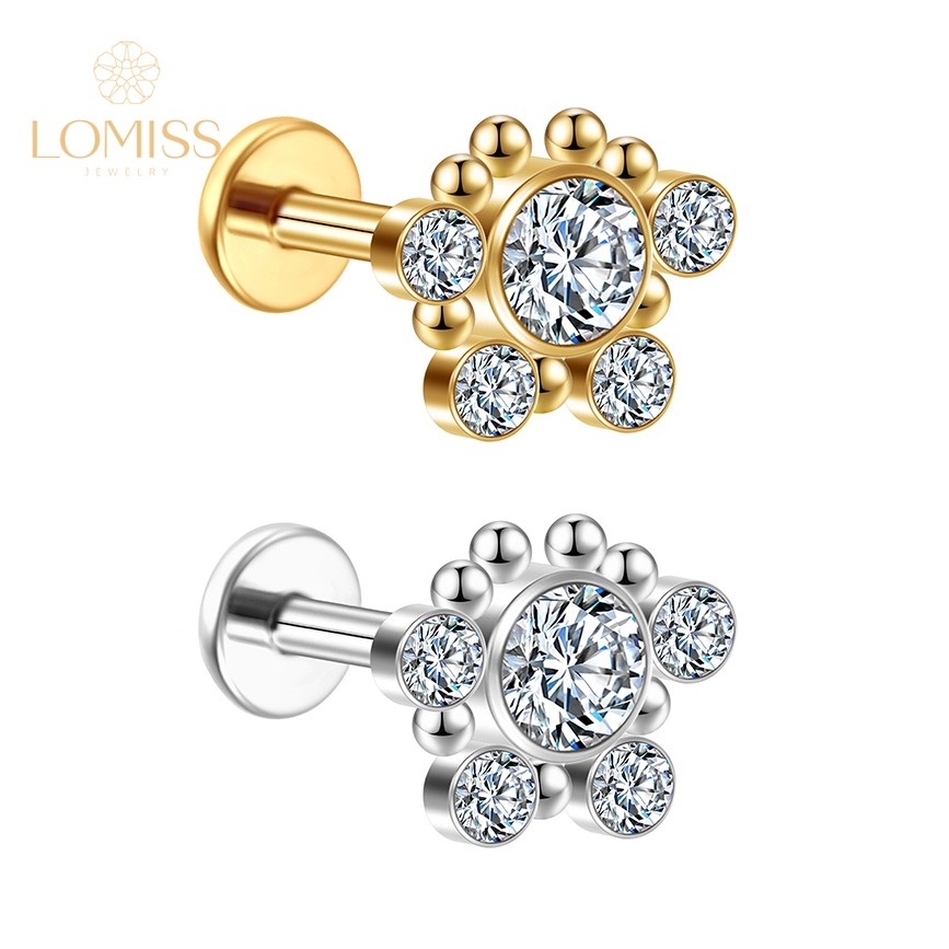 Lomiss Piercing Tragus Orelha Labret Aço Cirúrgico Indiano Zircônia em Oferta na Shopee