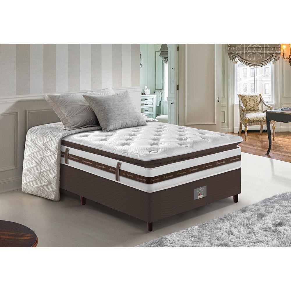 Cama Box Solteiro Colchão + Box 88x188 Molas Ensacadas Cama inBox Relax Pillow Café em Oferta na Shopee
