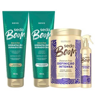 Kit Seda Boom Shampoo 250ml + Cond. 250ml + Creme 1kg + Emulsão em Oferta na Shopee