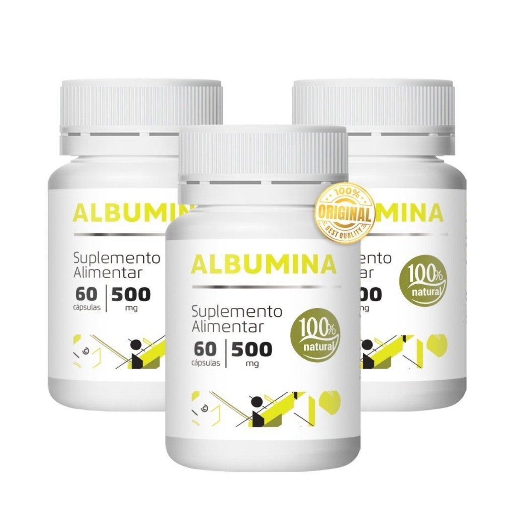 3x Albumina 60 cápsulas De 500mg Envio Imediato em Oferta na Shopee