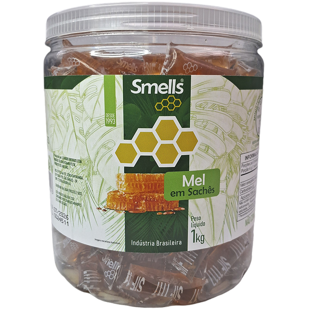 Pote Mel Melzinho Doce Criança Adulto Puro Natural 1 Kg Sache 250 Unidades 4g Smells
