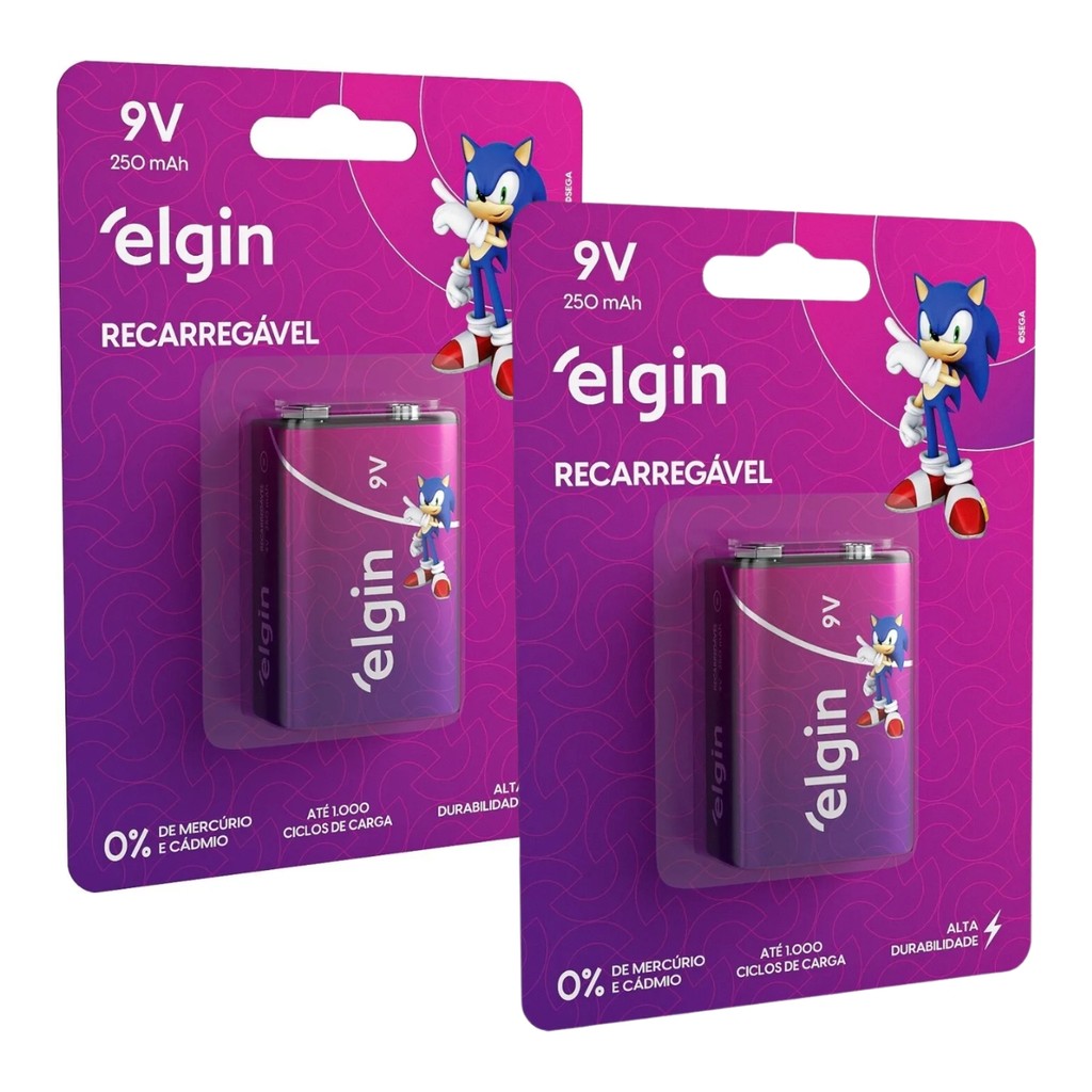 Kit 2 Baterias Recarregáveis 250mah 9v Sensor Lanterna Elgin - Home Appliances