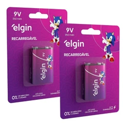 Kit 2 Baterias Recarregáveis 250mah 9v Sensor Lanterna Elgin