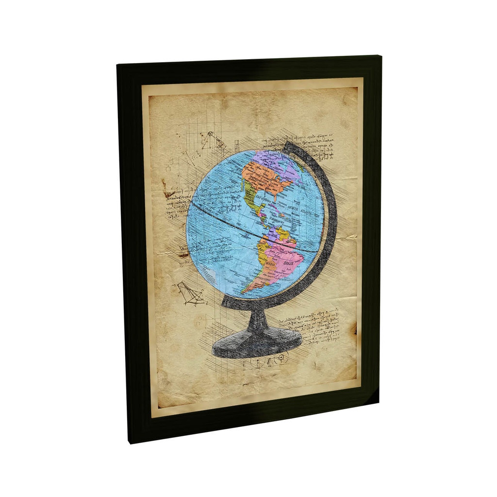 Quadro Decorativo Globo Mapa Mundi Decoração Escola Poster
