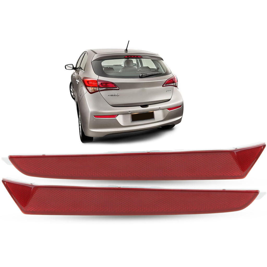 Par Refletor Lanterna Parachoque Traseiro Olho de Gato Hyundai HB20 Hatch 2016 2017 2018 2019