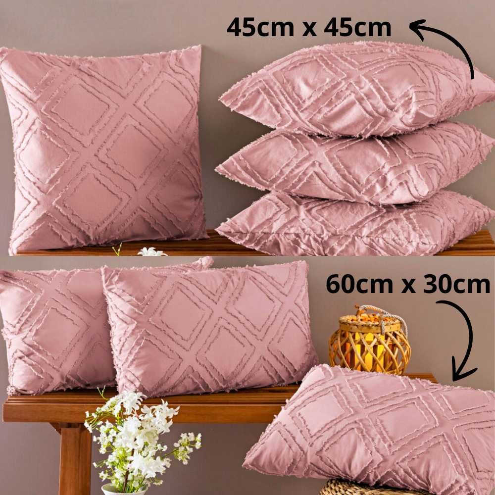 Kit 4 Capas de Almofadas Percal 300 Fios Detalhes 3D 45cm x 45cm e 60cm x 30cm Com Zíper - Aveline em Oferta na Shopee