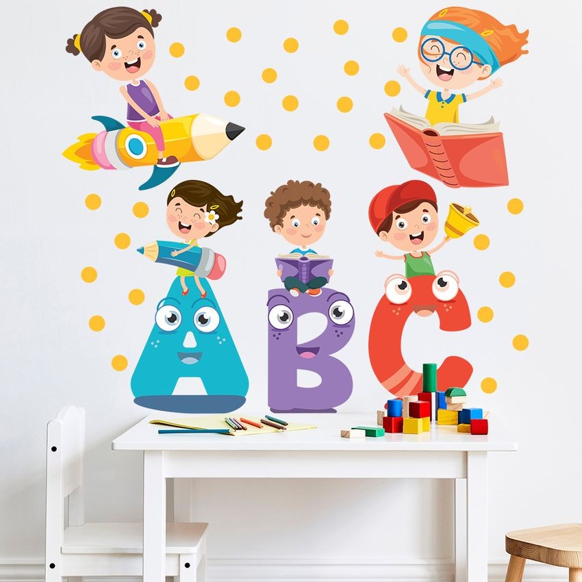 Adesivo de Parede Infantil Alfabeto Colorido Educativo em Oferta na Shopee