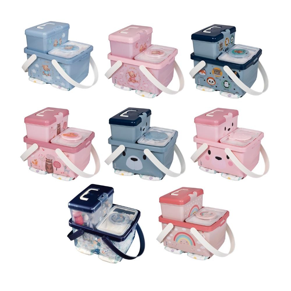 Kit Trocador 3 Peças Bebê Enxoval Lenço Fralda Caixa Plasútil - Mom & Baby