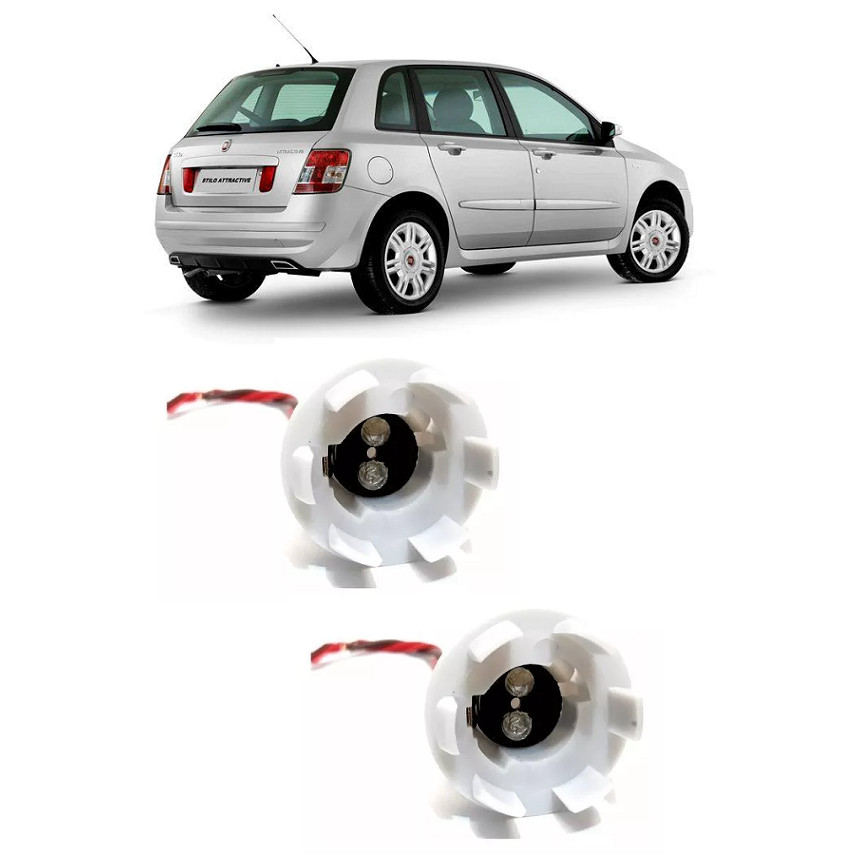 Par Soquete Lampada Lanterna Freio 2 Polos Fiat Stilo 2002 a 2012