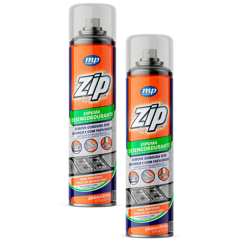 Kit 2 Espuma Desengordurante Zip Clean 300Ml - My Place