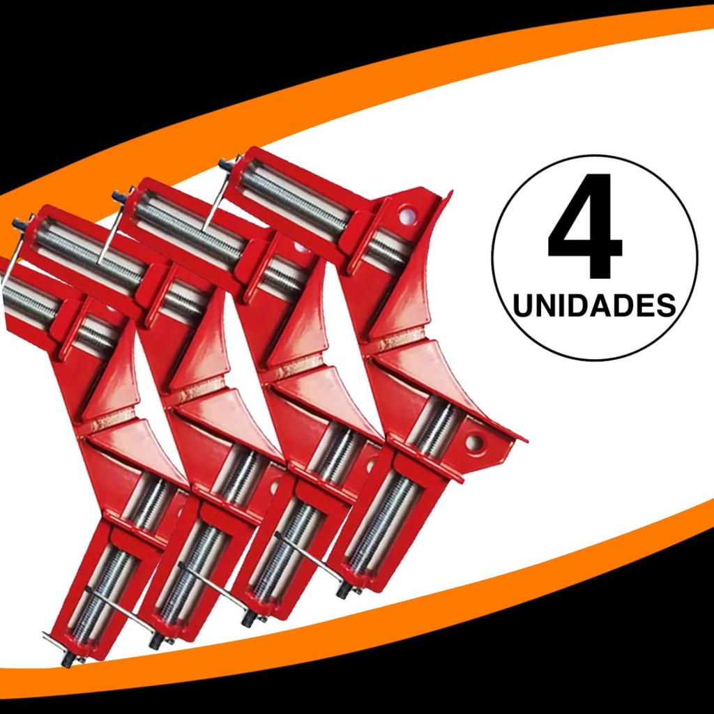 Kit 4 Grampos Sargento Angular 90° Graus 3" Polegadas REFORÇADO 100% EM AÇO