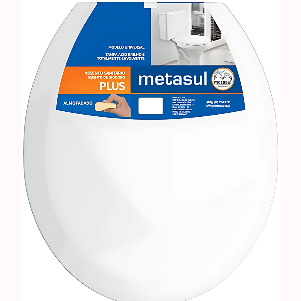 Assento Almofadado Oval Plus Universal Branco Metasul