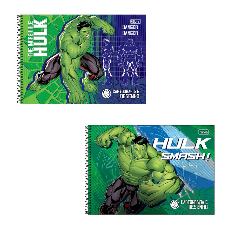 Caderno espiral capa dura cartografia 80 folhas Hulk Tilibra