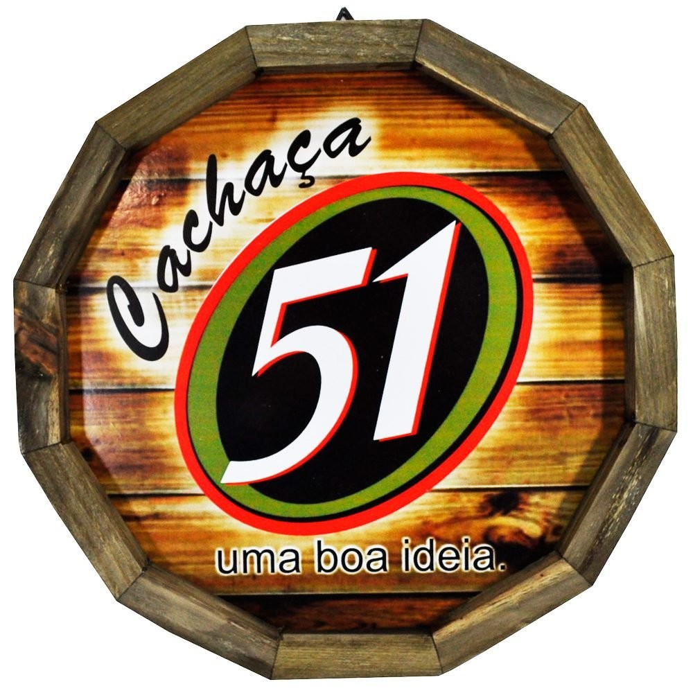 Quadro Tampa de Barril em Madeira Rústica - Cachaça 51