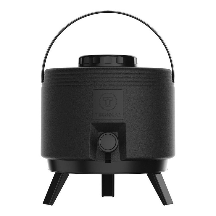 Imagem Garrafa Botijão Térmico Preto com Torneira 6 Litros Pé Retrátil Termolar