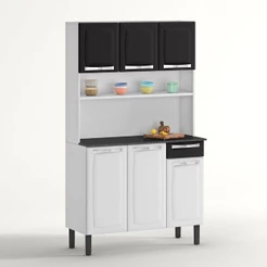 Cozinha de Aço Compacta Itatiaia Rose 6 Portas e 1 Gaveta Branco e Preto