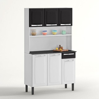Cozinha de Aço Compacta Itatiaia Rose 6 Portas e 1 Gaveta Branco e Preto em Oferta na Shopee