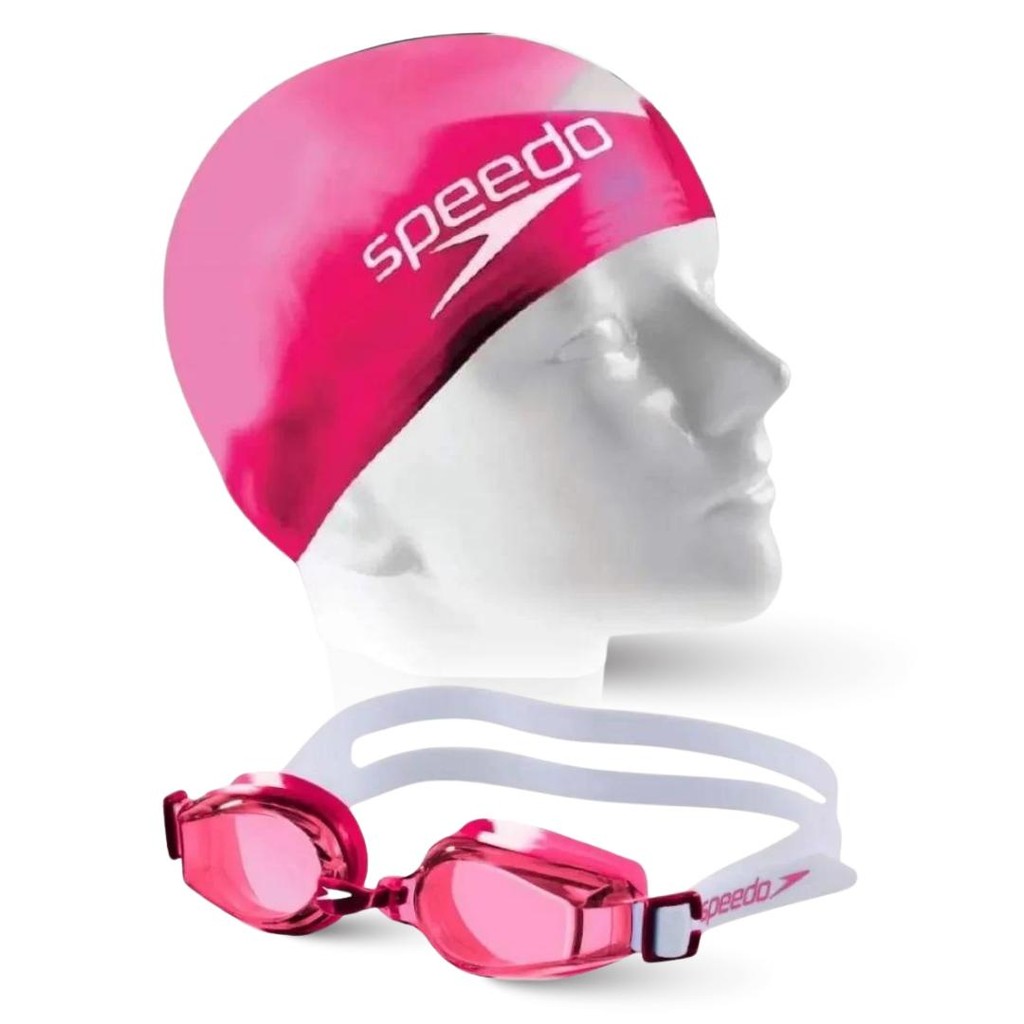 Kit Óculos Natação Antiembaçante + Touca Silicone Speedo Kit Natação Infantil Swim Jr