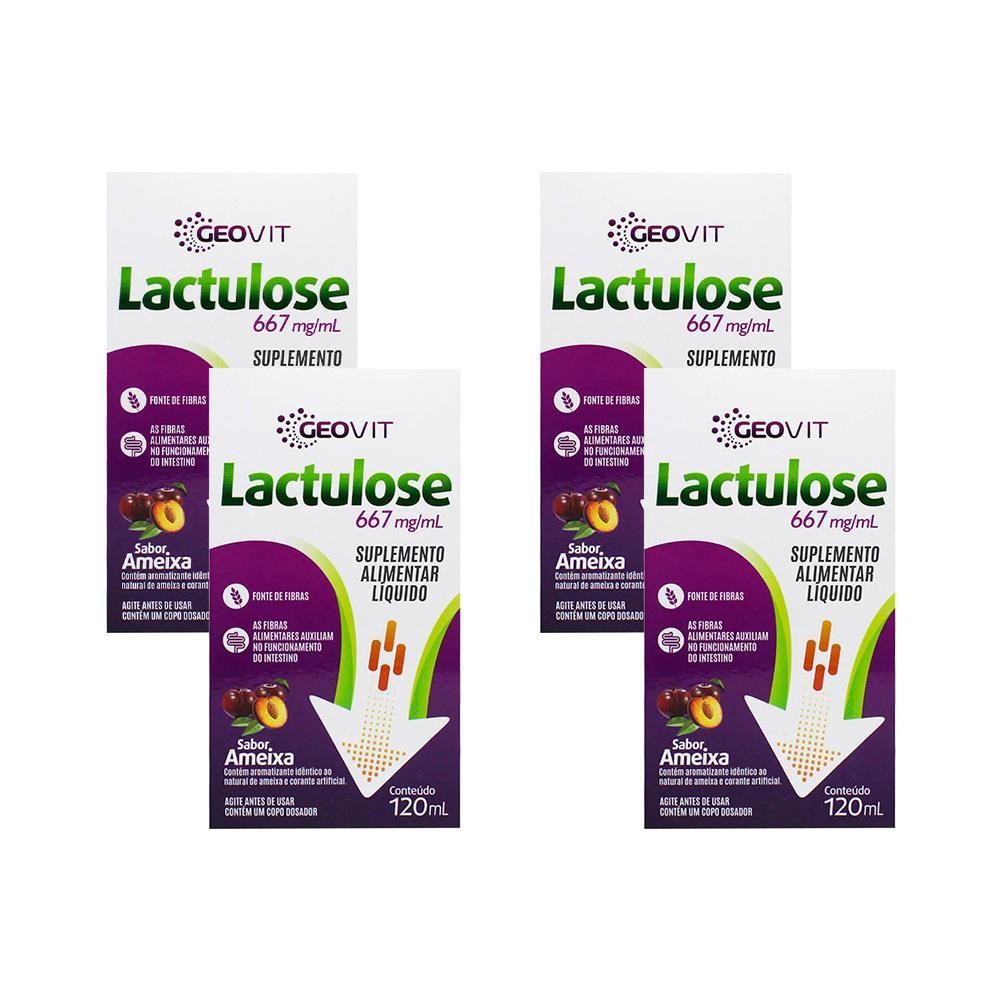 KIT COM 4 UND GEOVIT LACTULOSE 667MG AMEIXA COM 120ML - Health