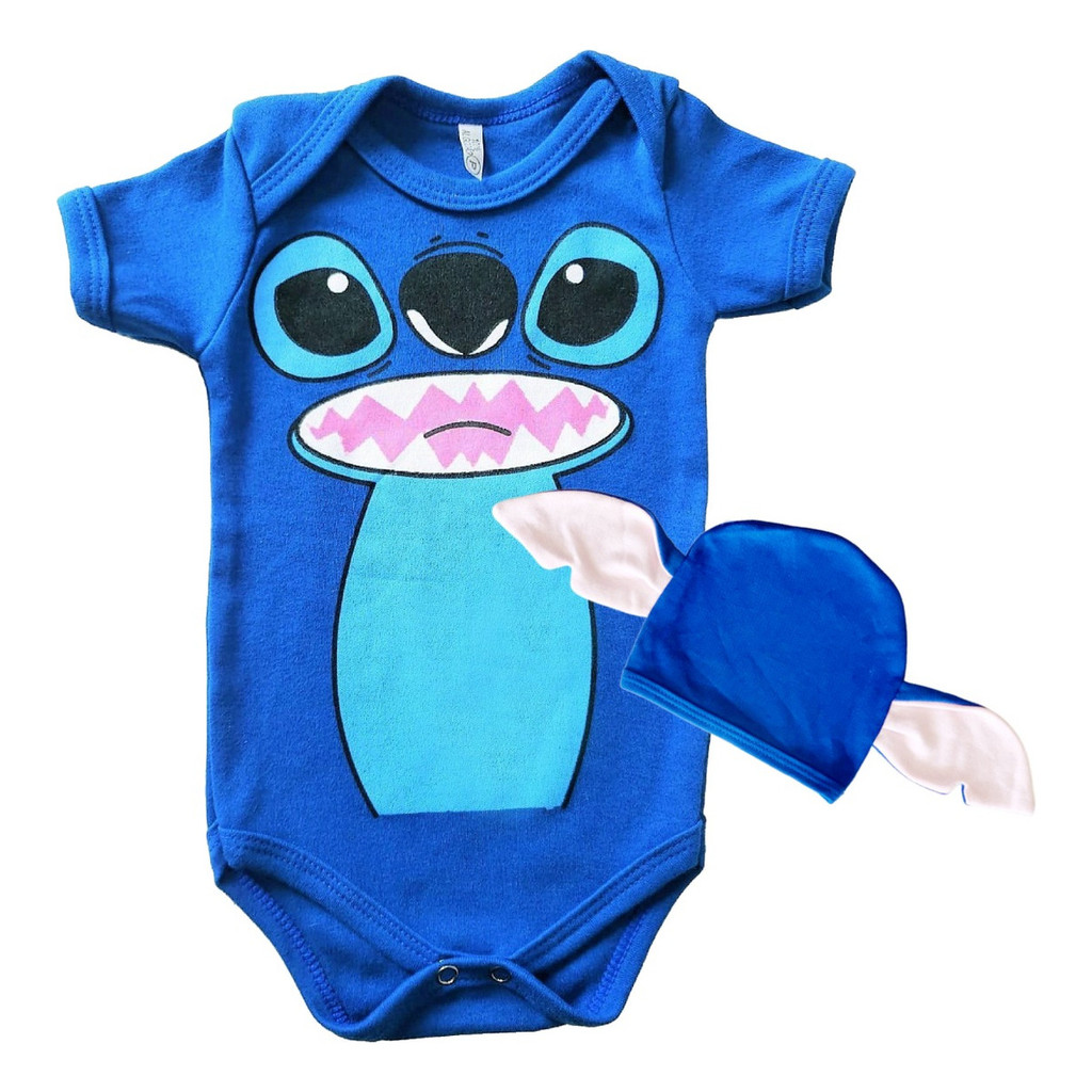 Fantasia Para Mesversario Bory Bebe + Touca Temática Stitch
