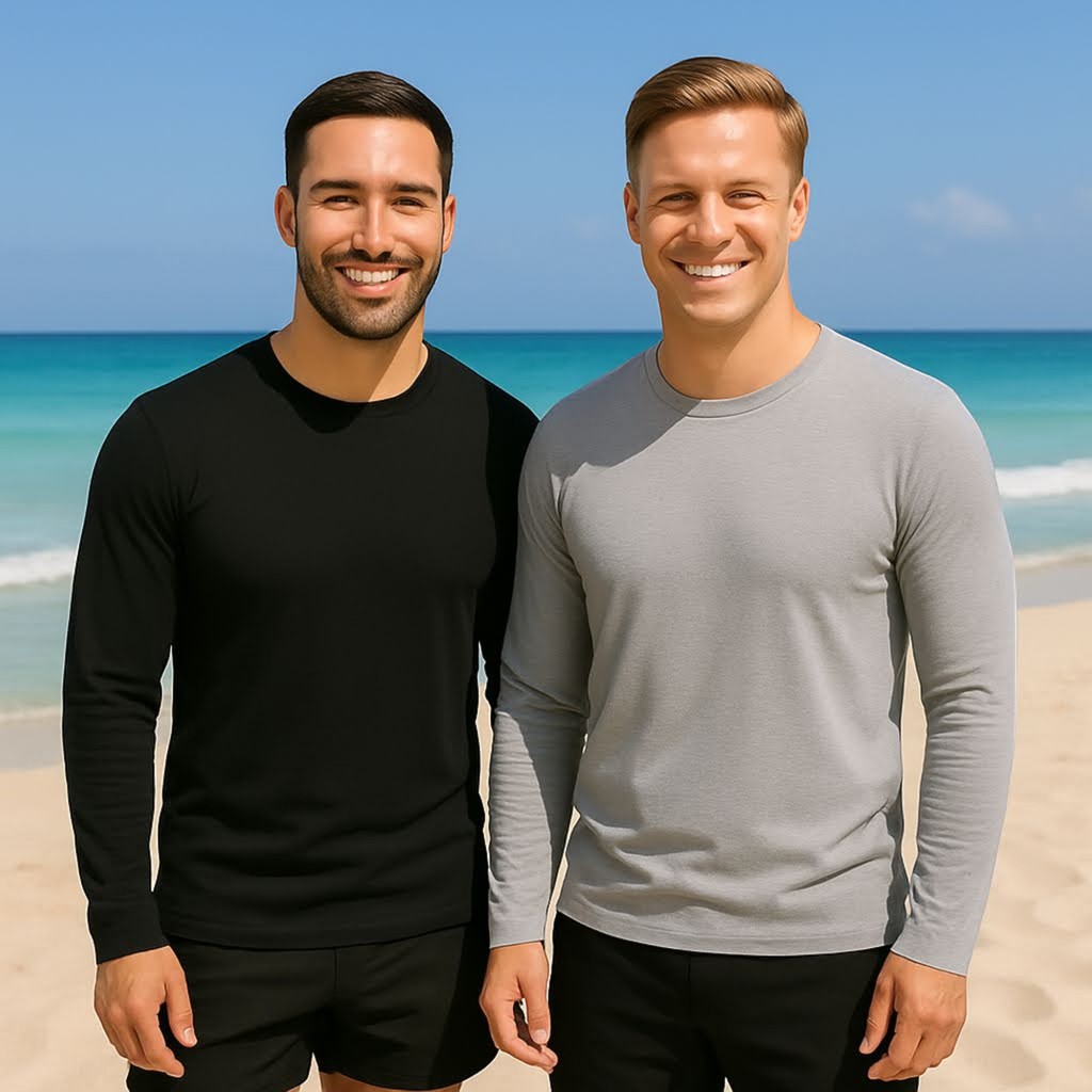 Kit c/2 Camiseta PROTEÇÃO SOLAR UV50+ Masculina ML Térmica Fitness Academia Corrida Praia 1024