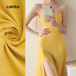 Lovito Vestido Boho com Fenda Na Frente Macio e Confortável Vestido Amarelo de primavera/verão L137ED583 em Oferta na Shopee