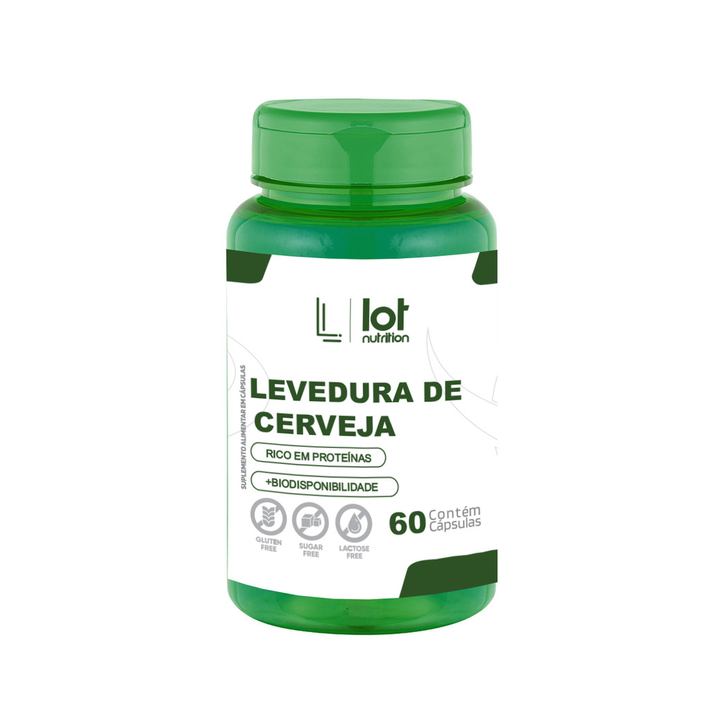 Levedura de Cerveja 450mg 60 Cápsulas Vitamina B12 Cabelo Pele Unhas Lot Nutrition