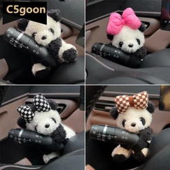 C5GOON Carro Bonito Bowknot Panda Limpador Interruptor De Sinal Volta Ornamentos Decoração De Pelúcia Boneca Acessórios