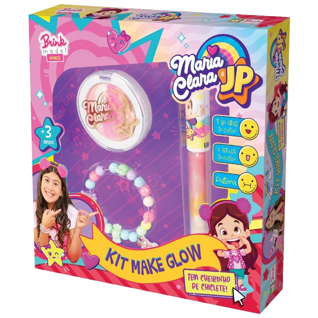 Kit Maquiagem Infantil Maria Clara E Jp Youtuber Make Glow Com Pulseira - Brink Model