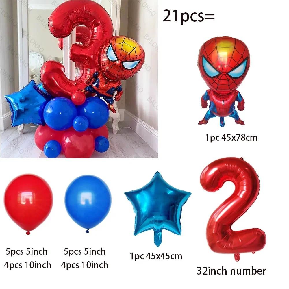 Conjunto De Decoração De Aniversário Do Homem-Aranha , 21 Peças , Balões Laminados Para Festa De Menino E Criança — imagem 2 de 2
