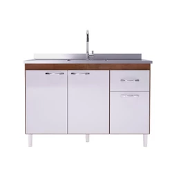 Balcão Pia Brasil Indékes 120cm Noce/off Organiza Cozinha Moderniza Espaço 3 Portas 1 Gaveta