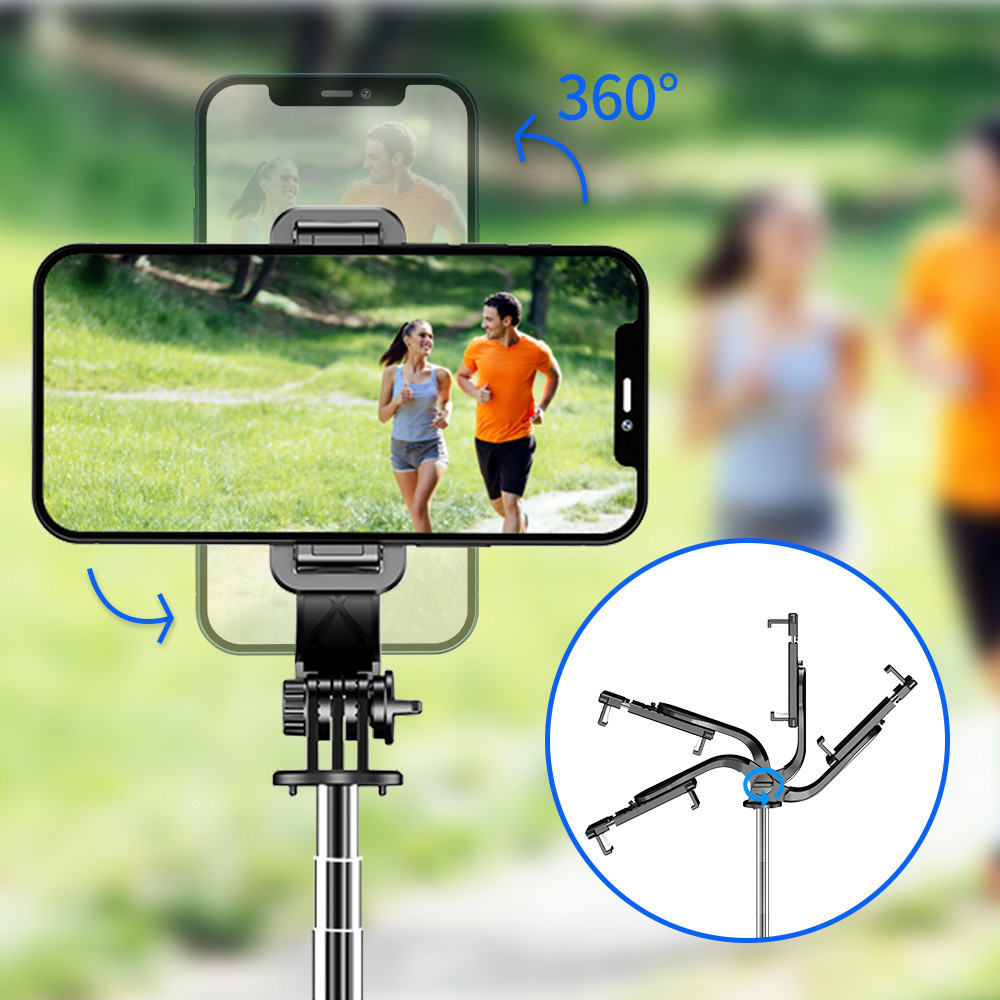 Mini Bastão De Selfie Bluetooth Multifuncional 360 ° Tiro De Orientação Dupla Com Tripé Giratório