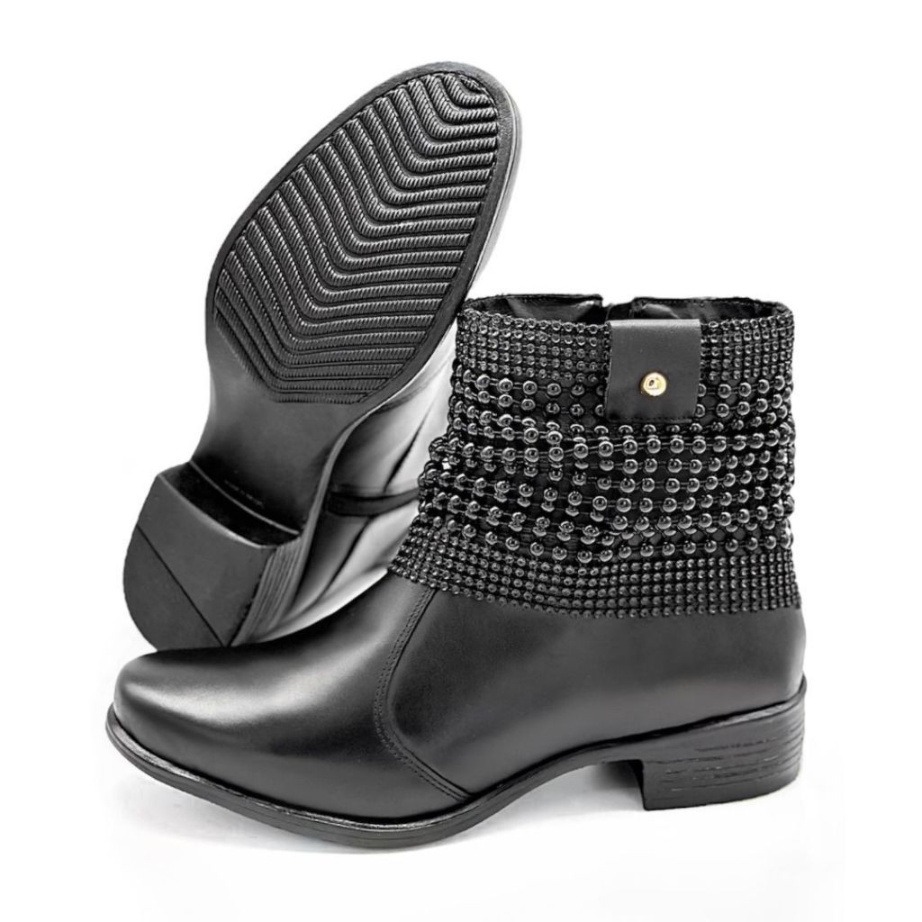 Bota Feminina De Couro Legítimo Cano Curto Coturno Botinha com Manta Promoção
