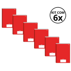 Kit Com 6 Caderno Brochura 96 Fls Pautado Capa Dura - Stiff KITS:KIT 04