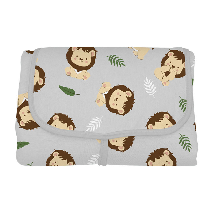 Trocador De Fraldas Portátil Estampa Leãozinho Cinza Incomfral em Oferta na Shopee