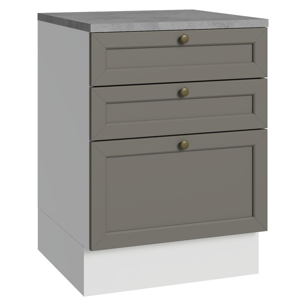 Balcão de Cozinha 60 cm 3 Gavetas Branco/Cinza Vik Madesa