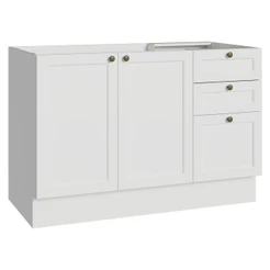 Balcão de Pia 120 cm 2 Portas 3 Gavetas (Sem Tampo) Branco Vik Madesa