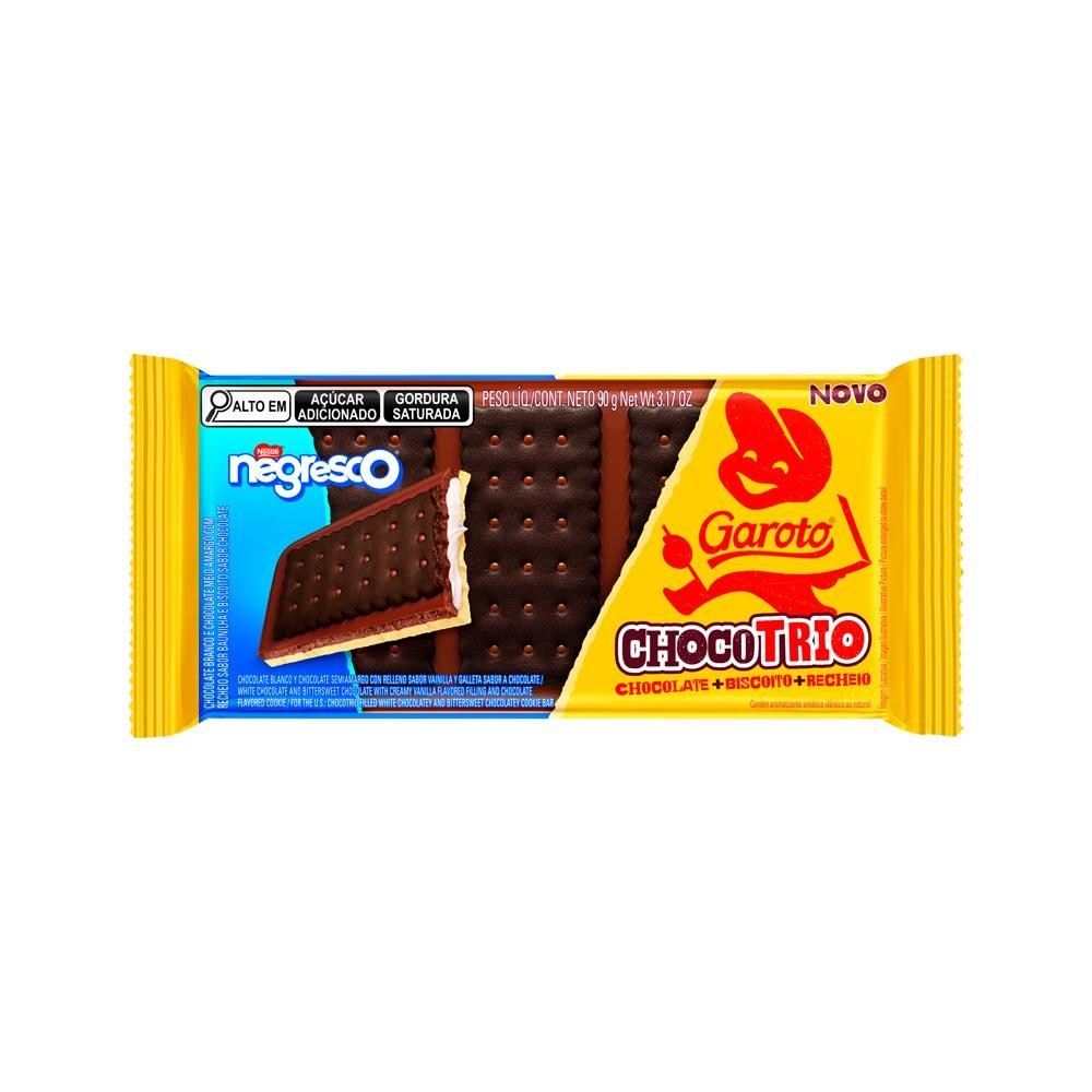 CHOCOLATE GAROTO CHOCOTRIO NEGRESCO 90GR - Food & Beverages