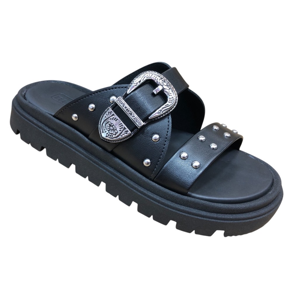 Sandalia Moleca Papete Birken Slide Fivela Tratorada Confortável Chinelo Casual Tacha Detalhes