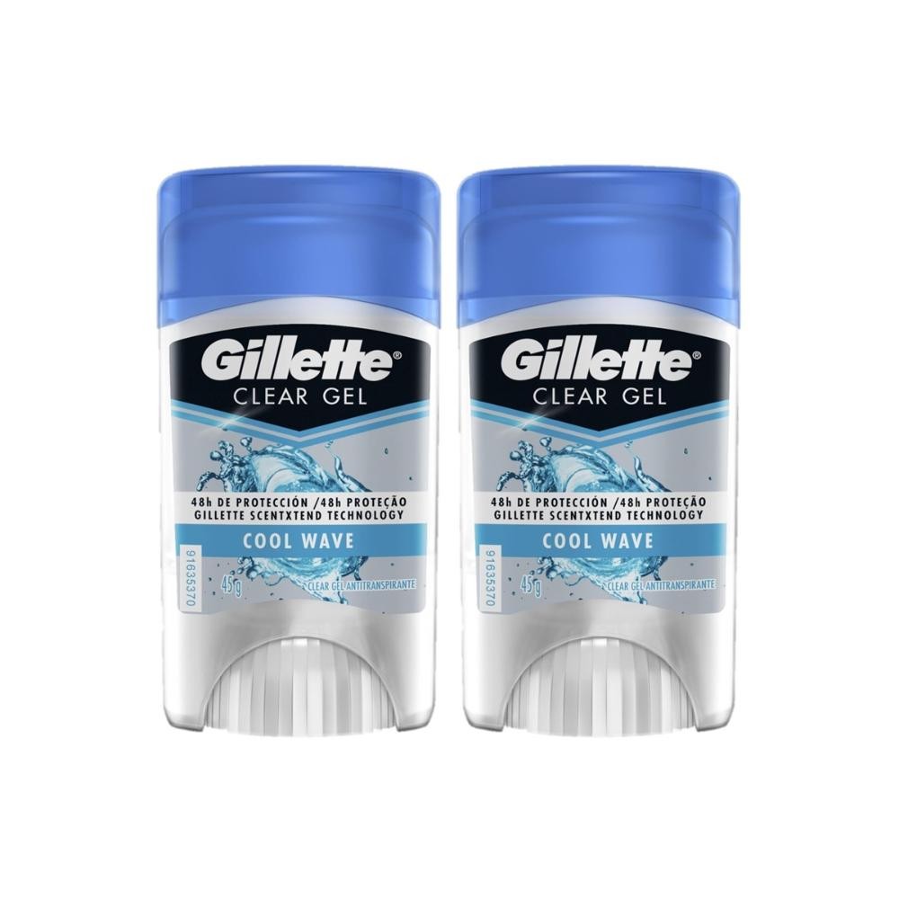 Kit com 2 Desodorantes Gillette Antitranspirante Clear Gel Cool Wave 45g em Oferta na Shopee