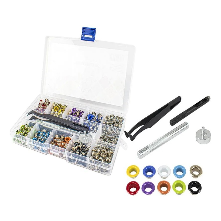 Kit Aplicador De Ilhós e Vazador + 400 Ilhós Coloridos