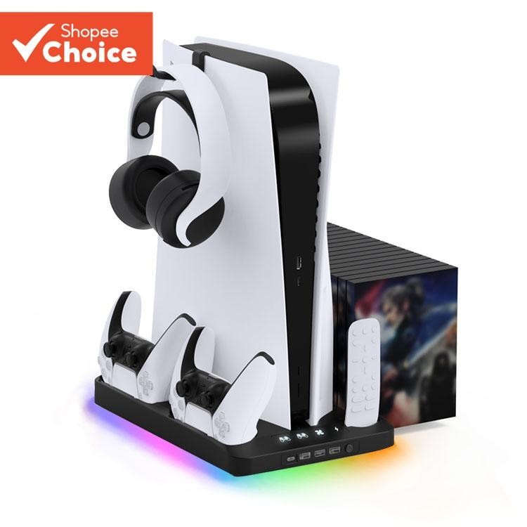 console PS5 base De Ventilador De Resfriamento Multifuncional universal Com Efeito De Iluminação De 7 Cores Gancho Para