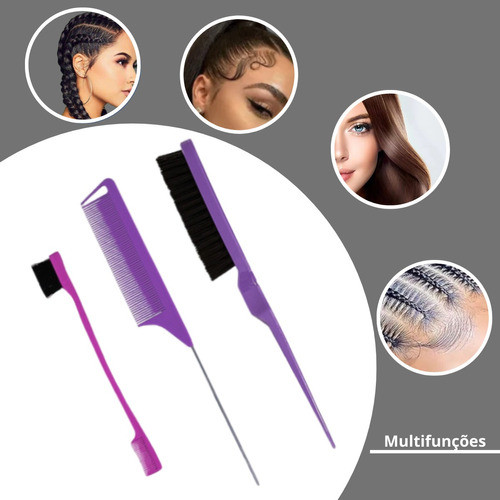 3em1 Escova Escovinha Baby Hair Sobrancelha Cabelo Lace