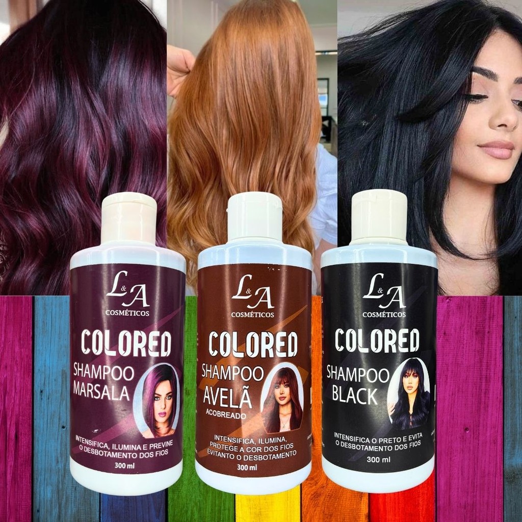 Shampoo Escurecedor Cabelos Brancos Tonalizante Colored 300ml Efeito 100% Natural Super Resultado L&A Cosméticos em Oferta na Shopee