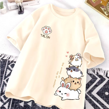 Camiseta Feminina Felinos Fofinhos Algodão Pluz Size